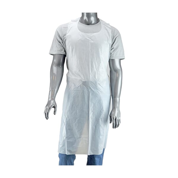PIP DP-55 DP Series Non-Embossed Bib Apron, Universal, White, Polyethylene, 55 in L