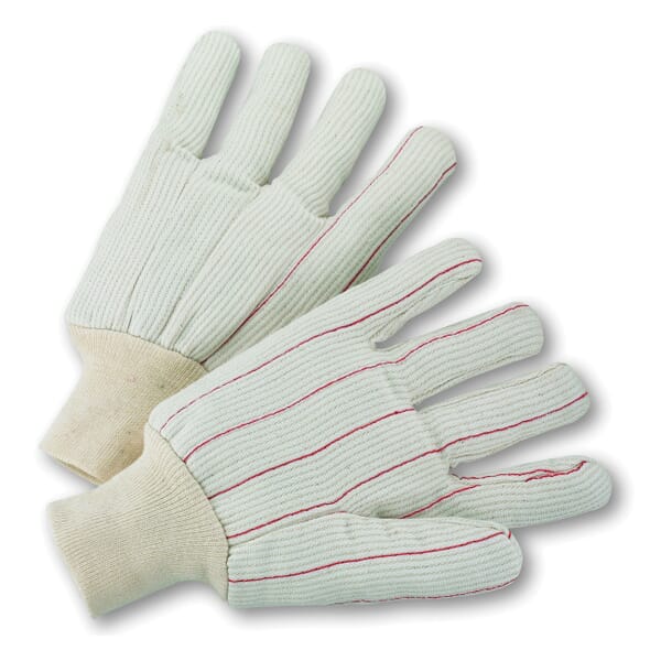 PIP K81SCNCI Unisex General Purpose Gloves, Work, Clute Cut/Straight Thumb Style, L, Cotton Palm, Cotton, White, Knit Wrist Cuff, Resists: Oil and Dirt, Polyester Lining