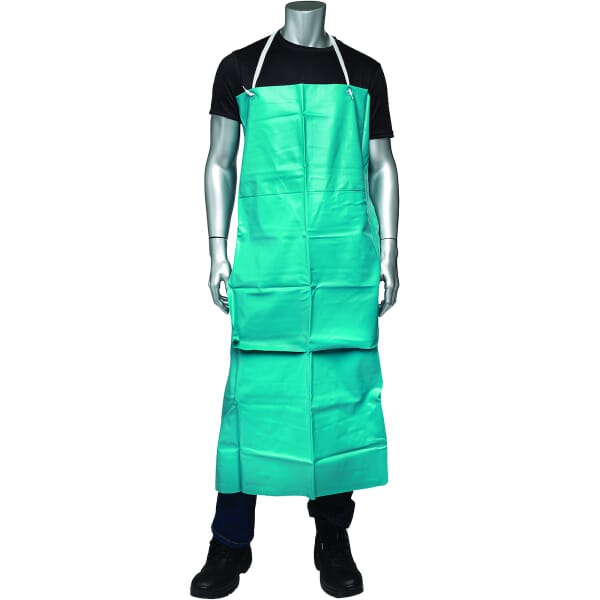 PIP UG-20-45SP Bib Apron With Grommets and Stomach Patch, Green, Vinyl, 45 in L