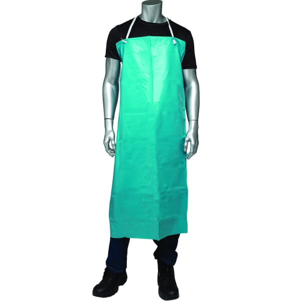 PIP UG-20-45 Bib Apron With Grommets and Cloth Ties, Green, Vinyl, 45 in L