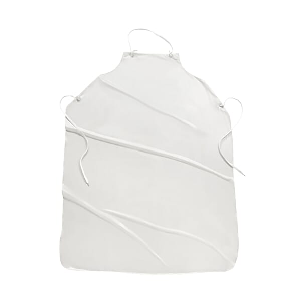PIP UUW-45 Bib Apron With Ties, White, Vinyl, 45 in L