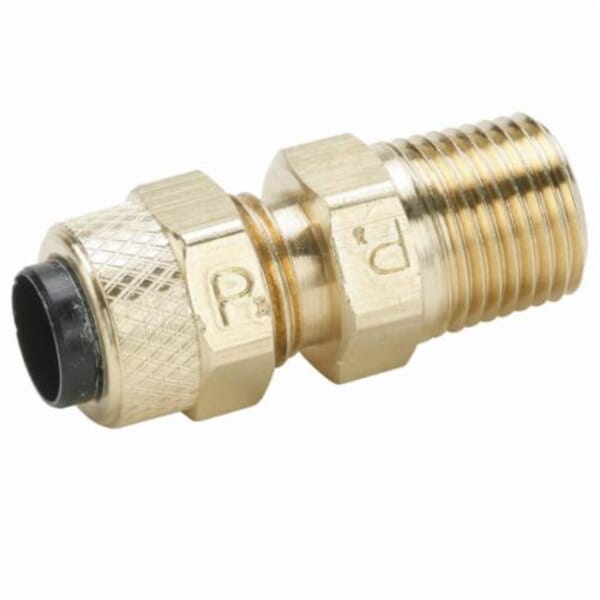 Parker 68P-4-4 Poly-Tite 68P Compression Connector, 1/4 in Nominal, Tube x Male Pipe End Style, Brass