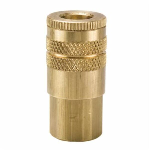 Parker B23E 20 Series Industrial Interchange General Purpose Straight Quick Connect Coupler, 1/4 in, Quick Connect Coupler x FNPT, 300 psi, Brass, Domestic