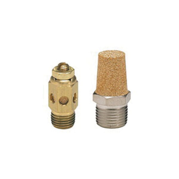 Parker EM12 EM Series Muffler/Filter, For Use With Industrial Equipment, 1/8 in MNPT, 250 psi, 0 to 300 deg F, 9/16 in Hex, Sintered Bronze