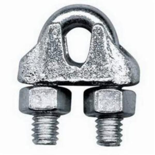 Peerless 4503440 Commercial Grade Wire Rope Clip, 1/4 in Cable, Malleable Steel, 3 Clips, 7 in Rope Turn Back