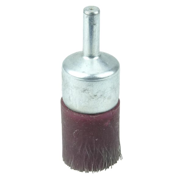 Polyflex 35505 Stem Mount Encapsulated End Brush, 3/4 in Dia Brush, Crimped, 0.0104 in Dia Filament/Wire, Stainless Steel Fill, 7/8 in L Trim