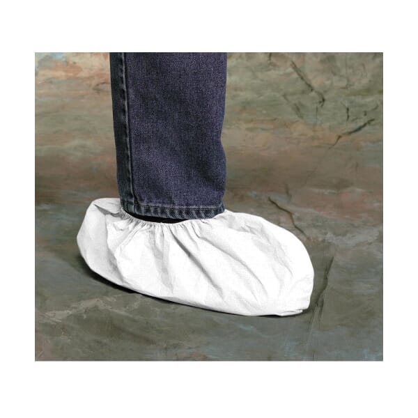 PIP 3713 UB Series Anti-Static Ultimate Barrier Shoe Cover, ASTM 1670-1671, 29 CFR 1910.138, NFPA 99, Universal Fits Shoe, White, Elastic Closure, Polyethylene Outsole, Resists: Chemical and Water
