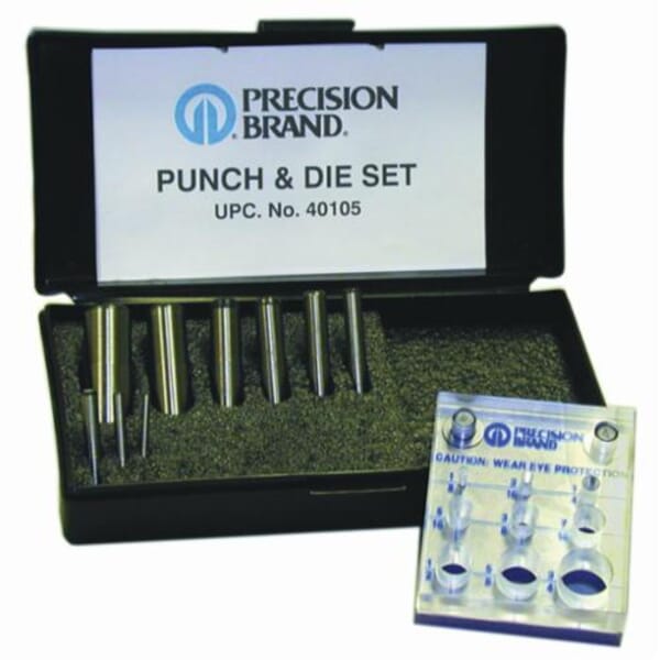 Precision Brand 40105 Traditional Punch and Die Set, 9 Pieces, A2 Tool Steel
