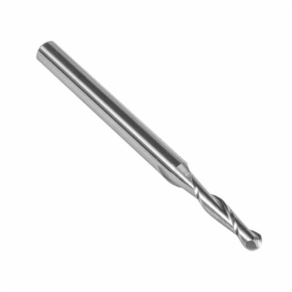 Precision Twist Drill 001201 EB3302 Ball Nose Center Cutting Regular Length Single End End Mill, 5/64 in Dia Cutter, 1/4 in Length of Cut, 2 Flutes, 1/8 in Dia Shank, 1-1/2 in OAL, Bright