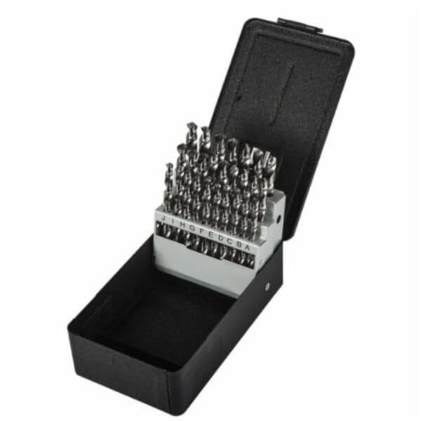 Precision Twist Drill 5995593 C26R15P Jobber Length Drill Set, A Min Drill Bit, Z Max Drill Bit, 118 deg Drill Point Angle, 26 Pieces, HSS, Steam Oxide