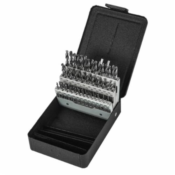 Precision Twist Drill 5995608 Screw Machine Length Drill Set, #60 Min Drill Bit, #1 Max Drill Bit, 118 deg Drill Point Angle, 60 Pieces, HSS, Bright