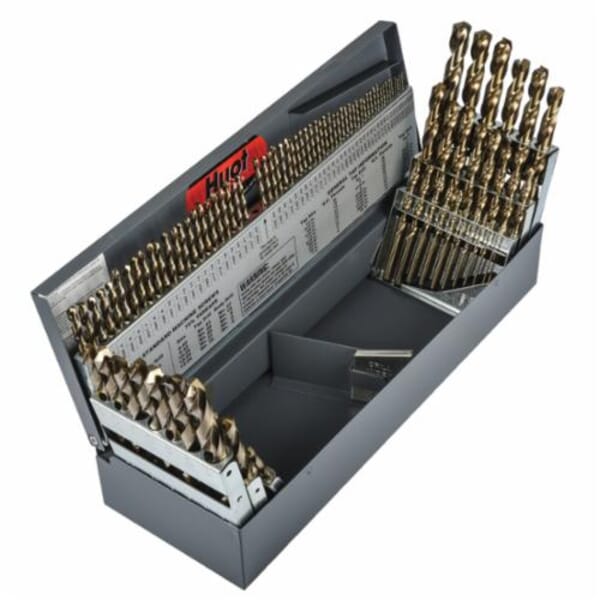 Precision Twist Drill 5995679 C115COMBC Type J Heavy Duty Jobber Length Drill Set, 135 deg Drill Point Angle, 115 Pieces, HSS-E, Bronze Oxide
