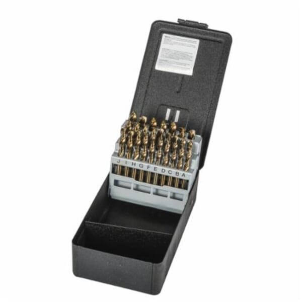 Precision Twist Drill 5995585 C26M42CO Heavy Duty Screw Machine Length Drill Set, A Min Drill Bit, Z Max Drill Bit, 135 deg Drill Point Angle, 26 Pieces, HSS-E, Bronze Oxide