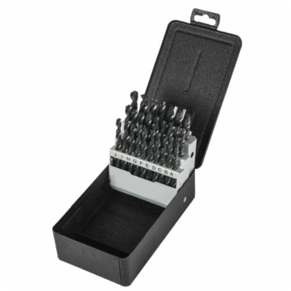 Precision Twist Drill 5995597 C26R15 General Purpose Jobber Length Drill Set, A Min Drill Bit, Z Max Drill Bit, 118 deg Drill Point Angle, 26 Pieces, HSS, Steam Oxide