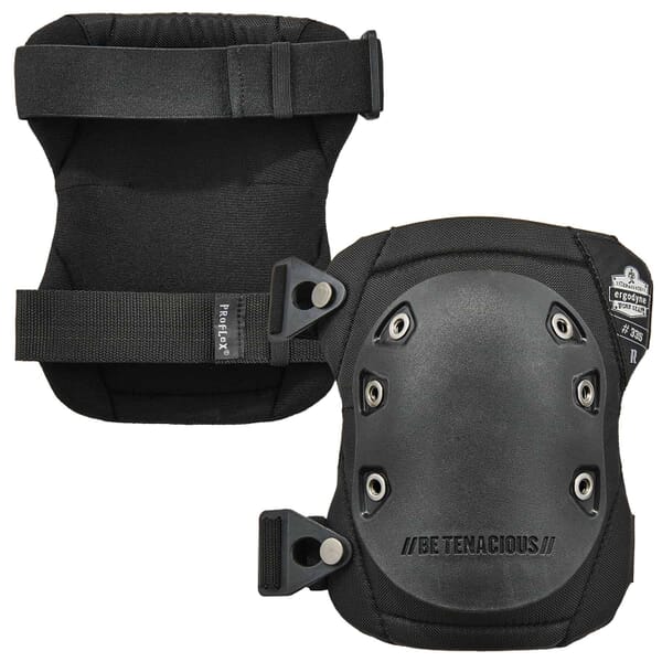 ProFlex 18335 Non-Marring Cap Knee Pads, Rubber Cap, NBR Foam Pad, Buckle Closure, Black