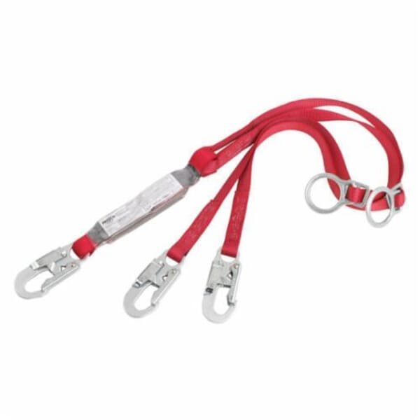 3M Protecta Fall Protection 1342200 PRO Pack Fixed Tie-Off Tie-Back Shock Absorbing Lanyard, 130 to 310 lb Load, 6 ft L, Polyester Webbing Line, 2 Legs, Snap Hook Anchorage Connection, ANSI Z359.1, OSHA 1910.66, OSHA 1926.502