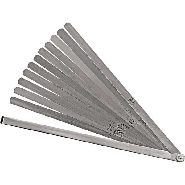 Proto J000SL Long Blade Feeler Gauge Set, 1/2 x 12 in Blade, 12 Pieces, Steel Holder