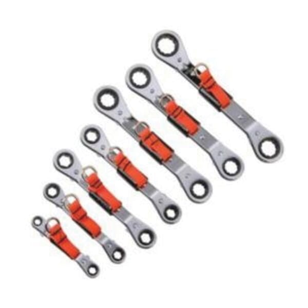 Proto J1180MA-TT Ratcheting Reversible Tether Ready Double Box End Wrench Set, Metric, 7 Pieces, 7 x 8 to 19 x 21 mm, Full Polished