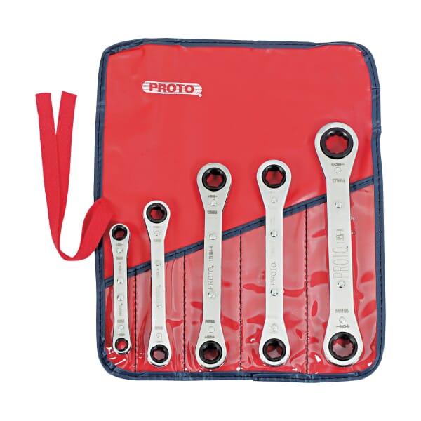 Proto J1190MA Ratcheting Box Wrench Set, 7 x 8 to 15 x 17 mm Drive, 5 Pieces, Full Polished