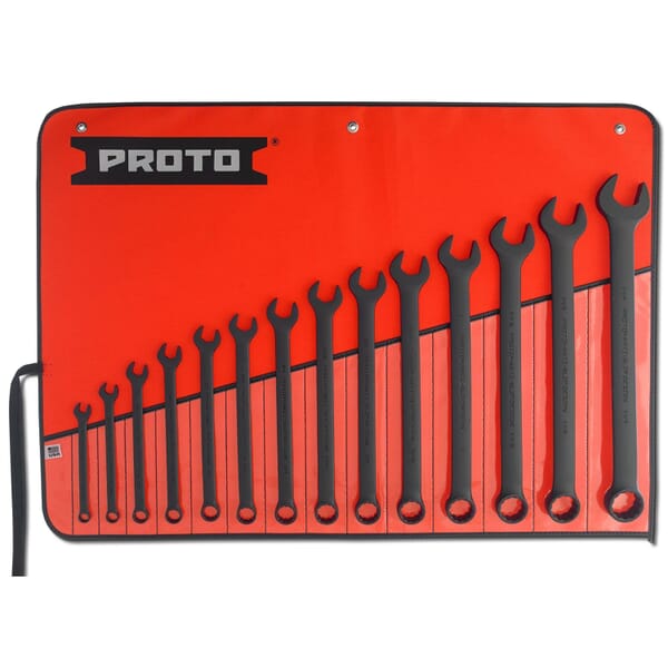 Proto TorquePlus J1200FBASD Anti-Slip Design Combination Wrench Set, Imperial, 14 Pieces, 3/8 to 1-1/4 in, Black Oxide