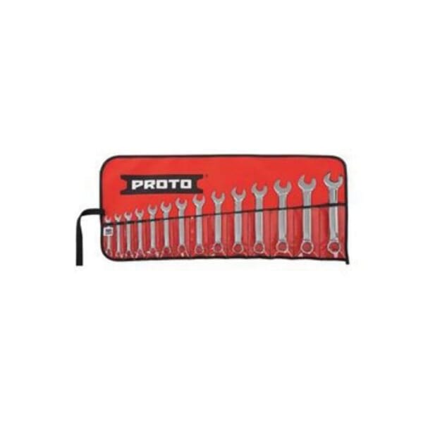 Proto TorquePlus J1200MES-14 Anti-Slip Short Length Combination Wrench Set, Metric, 14 Pieces, 6 to 19 mm, Full Polished