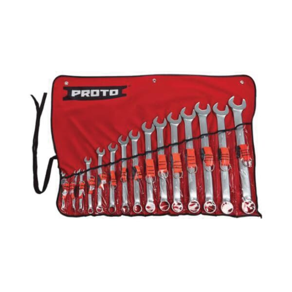 Proto TorquePlus J1200P-MASD-TT Anti-Slip Tether Ready Combination Wrench Set, Metric, 15 Pieces, 7 to 32 mm, Satin