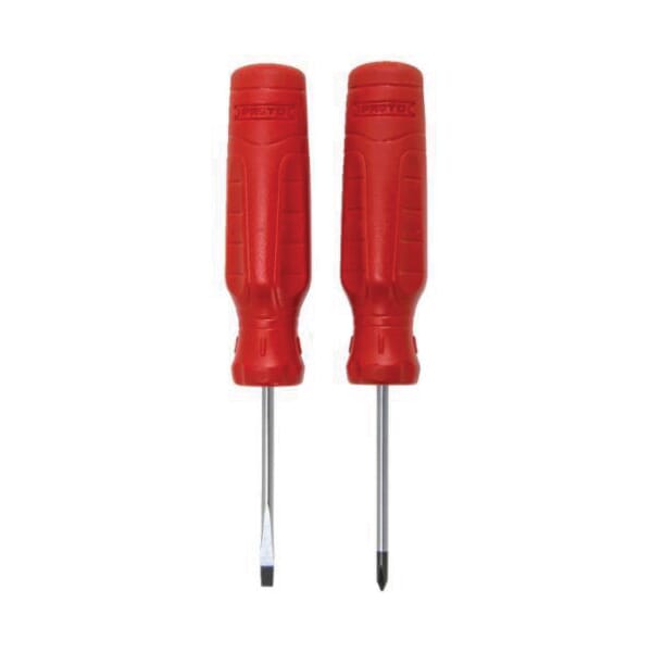 Proto DuraTek J1202SC Precision Combination Screwdriver Set, 2 Pieces, ASME B107.15, Alloy Steel Shank, Polished Chrome/Black Oxide Tipped