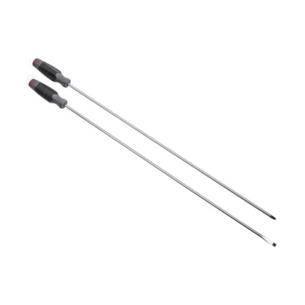 Proto DuraTek J1202SCXL Extra Long Combination Screwdriver Set, 2 Pieces, ASME B107.15, Alloy Steel Shank, Polished Chrome/Black Oxide Tipped