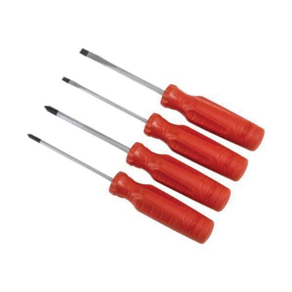 Proto DuraTek J1204SC Precision Combination Screwdriver Set, 4 Pieces, ASME B107.15, Alloy Steel Shank, Polished Chrome/Black Oxide Tipped