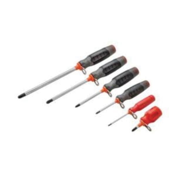 Proto DuraTek J1206SP-TT Tether Ready Screwdriver Set, 6 Pieces, ASME B107.15/B107.600, Alloy Steel Shank, Polished Chrome/Black Oxide Tipped