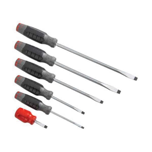 Proto DuraTek J1206SRF Screwdriver Set, 6 Pieces, ASME B107.15, Alloy Steel Shank, Polished Chrome/Black Oxide Tipped