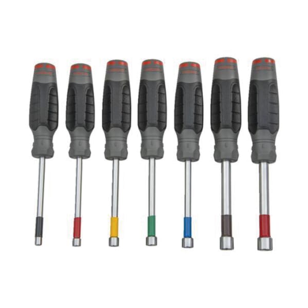 Proto DuraTek J1207SND Nut Driver Set, 3/16 to 1/2 in, 7 Pieces, 8-1/2 to 9 in OAL, Ergonomic Handle, Steel Shank, ASME B107.12