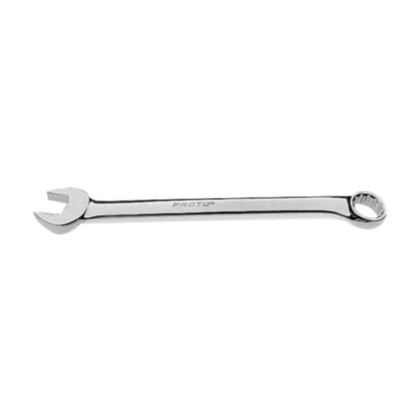 Proto TorquePlus J1228-T500 Anti-Slip Design Combination Wrench, 7/8 in Wrench, 12 Points, 15 deg Offset, 12-1/2 in OAL, Alloy Steel, Full Polished, ASME B107.100