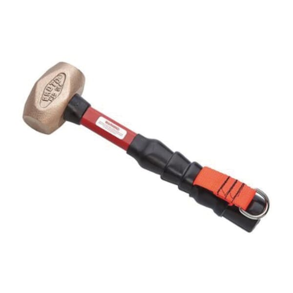 Proto J1431G-TT Tether Ready Sledge Hammer, 14-3/4 in OAL, 3.8 lb Brass Head, Fiberglass Handle