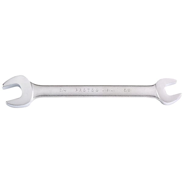 Proto J3031 Open End Wrench, 5/8 x 3/4 in Wrench, Angled/Double Head, 8-9/16 in L, Alloy Steel, Satin, ASME B107.100, ANSI B107.6, Federal GGG-W-636E