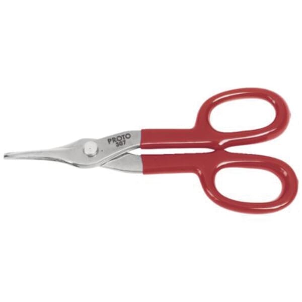 Proto J307 Duckbill Snip, 18 ga Mild Steel, 1-1/2 in Length of Cut, Circular/Straight Snip, Steel Blade, Plastisol Handle, Soft Grip