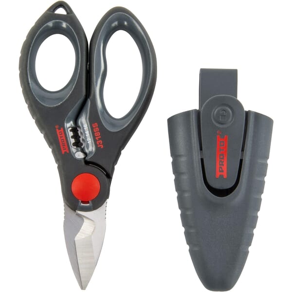 Proto J318SS Multi-Purpose Electrician Scissor, 2-3/64 in L of Cut, 6-7/64 in OAL, Stainless Steel Blade, Plastic Handle