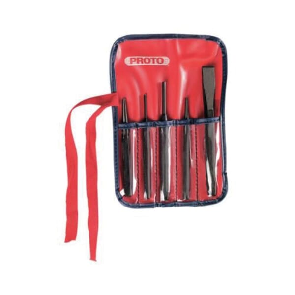 Proto J3S2 Punch and Chisel Set, Center/Cold/Pin/Starting Style, 5/8 in Chisel, 1/8 to 3/8 in Punch, 4 Punches, 1 Chisels, 5 Pieces