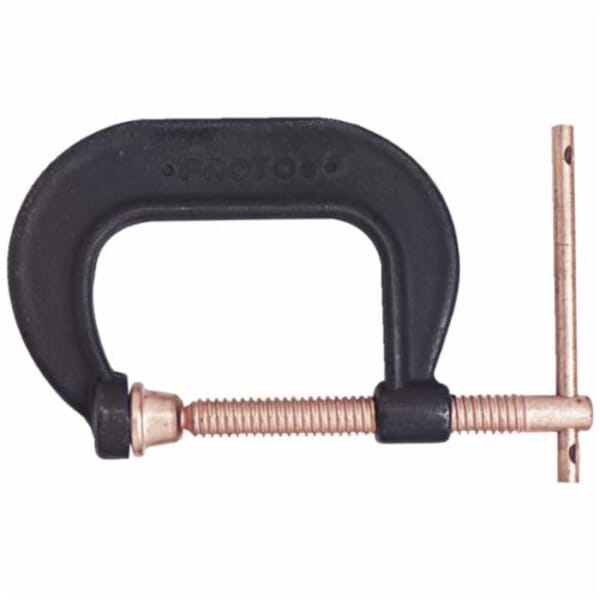 Proto J404 Deep Throat Standard Duty C-Clamp, 2-3/4 in D Throat, 4 in Clamping, 0 to 4 in Jaw Opening, 3/4 in Screw