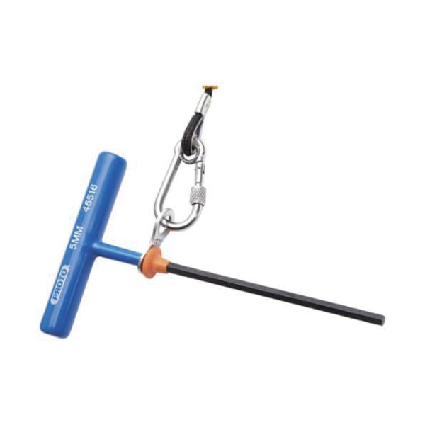 Proto J46516-TT Tether Ready Hex Key, Metric, Cushion T-Handle Handle, ASME B18.3, Alloy Steel, Black Oxide