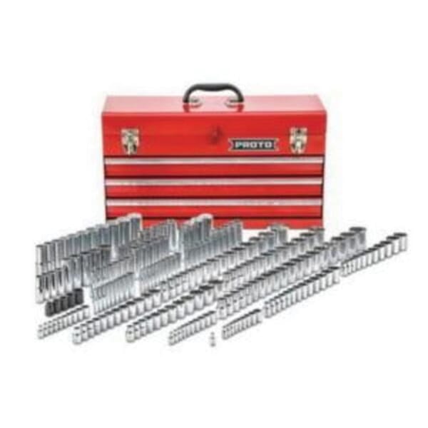 Proto J47216-1 Fractional Socket Set, 6, 8, 12 Points, 1/4 in, 3/8 in, 1/2 in Drive, 205 Pieces