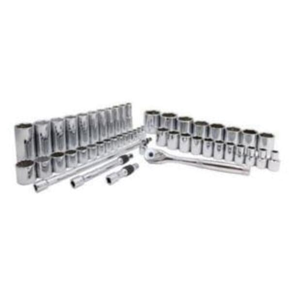 Proto J47219 Fractional Combination Socket Set, 6, 12 Points, 1/2 in, 3/8 in Drive, 50 Pieces