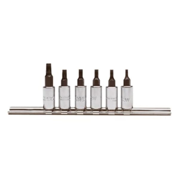 Proto J4739C Socket Bit Set, 1/4 in Drive, T10 to T30 Torx, 6 Pieces, Full Polished