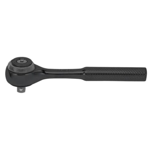 Proto J4752FBL Non-Insulated Standard Hand Ratchet, 1/4 in Drive, Round Head, 4-1/2 in OAL, Steel, Black Oxide, ASME B107.10M
