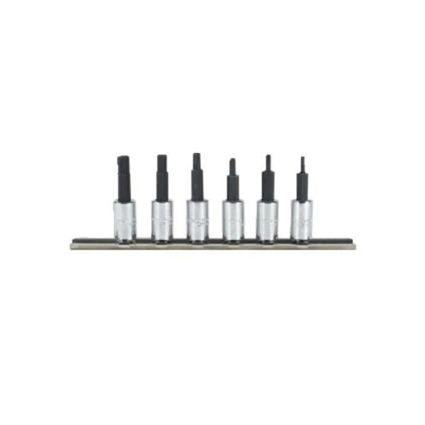 Proto J4770-6 Socket Bit Set, 2 to 6 mm Hex, 1/4 in Drive, 6 Pieces, Polished Chrome