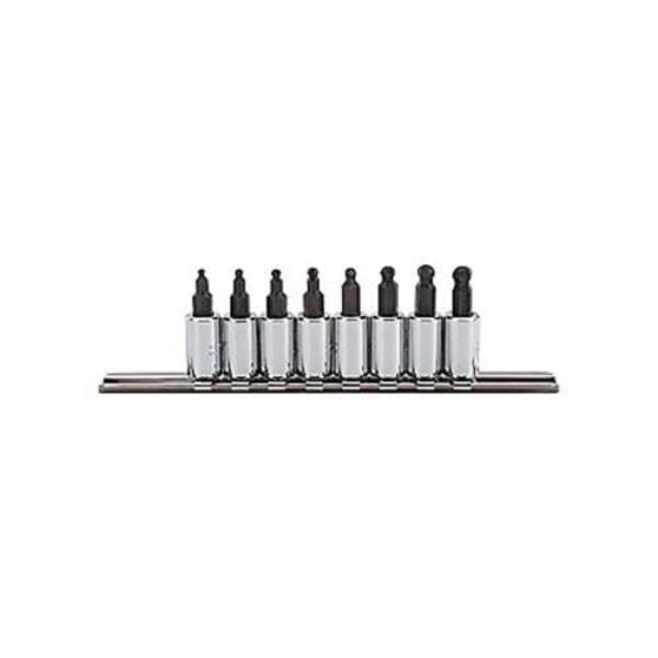 Proto J4770-8B Ball End Socket Bit Set, 1/4 to 9/64 in Hex, 1/4 in Drive, 8 Pieces, Full Polished