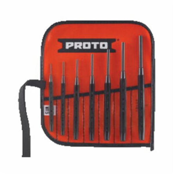 Proto J47A 2-Piece Design Drive Pin Punch Set, Drive Pin Style, 1/16 to 1/4 in Punch, 7 Punches, 7 Pieces