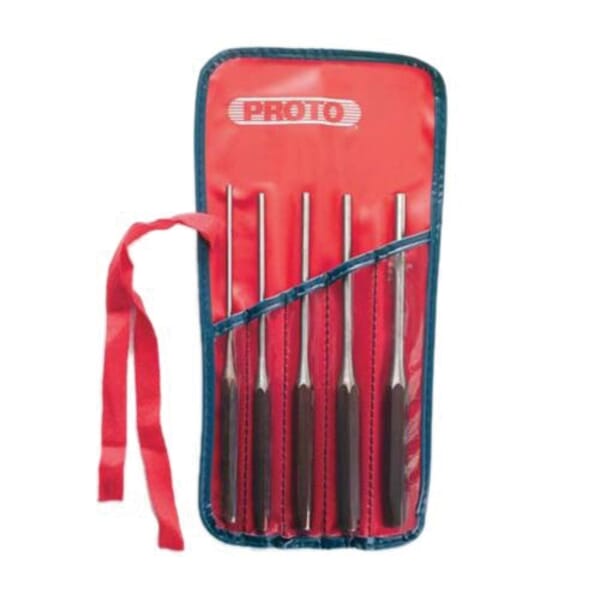 Proto J48005L Tether Ready Long Drive Pin Punch Set, Drive Pin, 5 5/32 to 1/4 in Punch, 8 in OAL, 5 Pieces