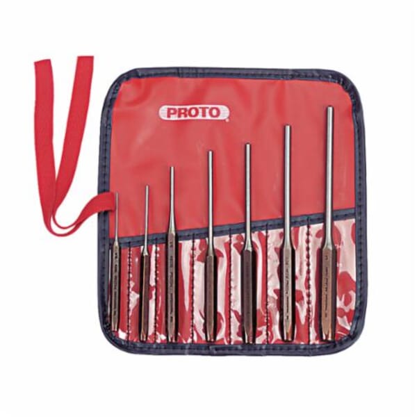 Proto J49007 Roll Pin Punch Set, Roll Pin Style, 3/32 to 1/4 in Punch, 7 Punches, 7 Pieces