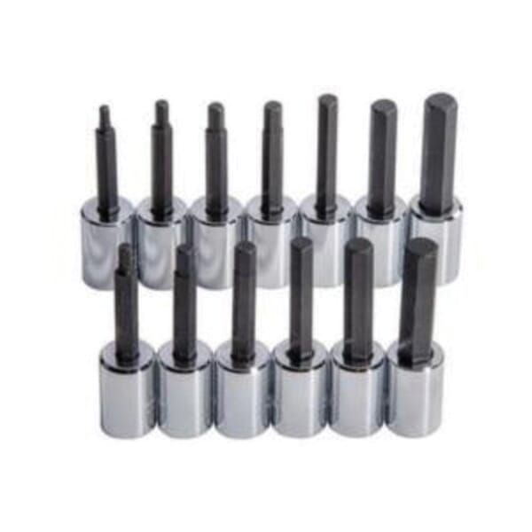 Proto J4902A Socket Bit Set, 1/4 to 7/32 in Hex, 3/8 in Drive, 13 Pieces, Black Oxide/Polished Chrome, ASME Specified